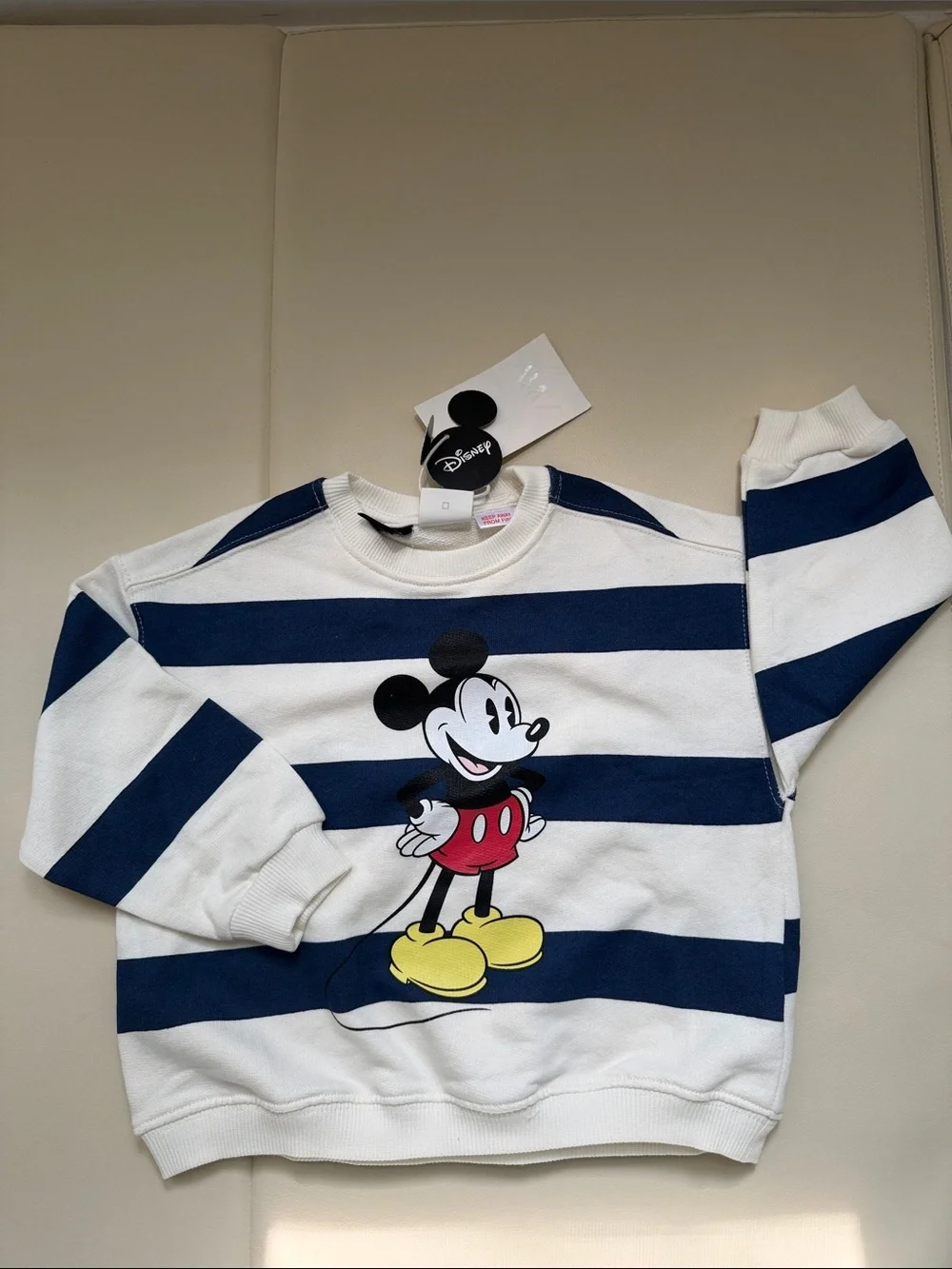 New NWT Mickey Mouse Navy & White Striped Sweatshirt Set